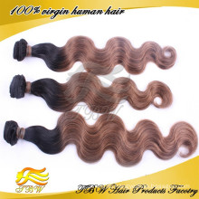 100% Human Hair Weaves Virgin Brazilian Body Wave Ombre Hair 1B/#8 Extensions